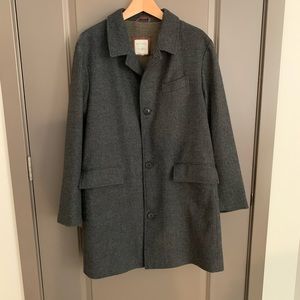 Billy Reid wool coat with leather details, XL
